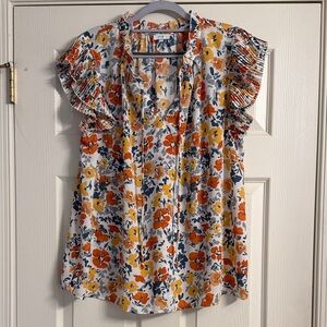 Floral Ruffle Sleeve Blouse